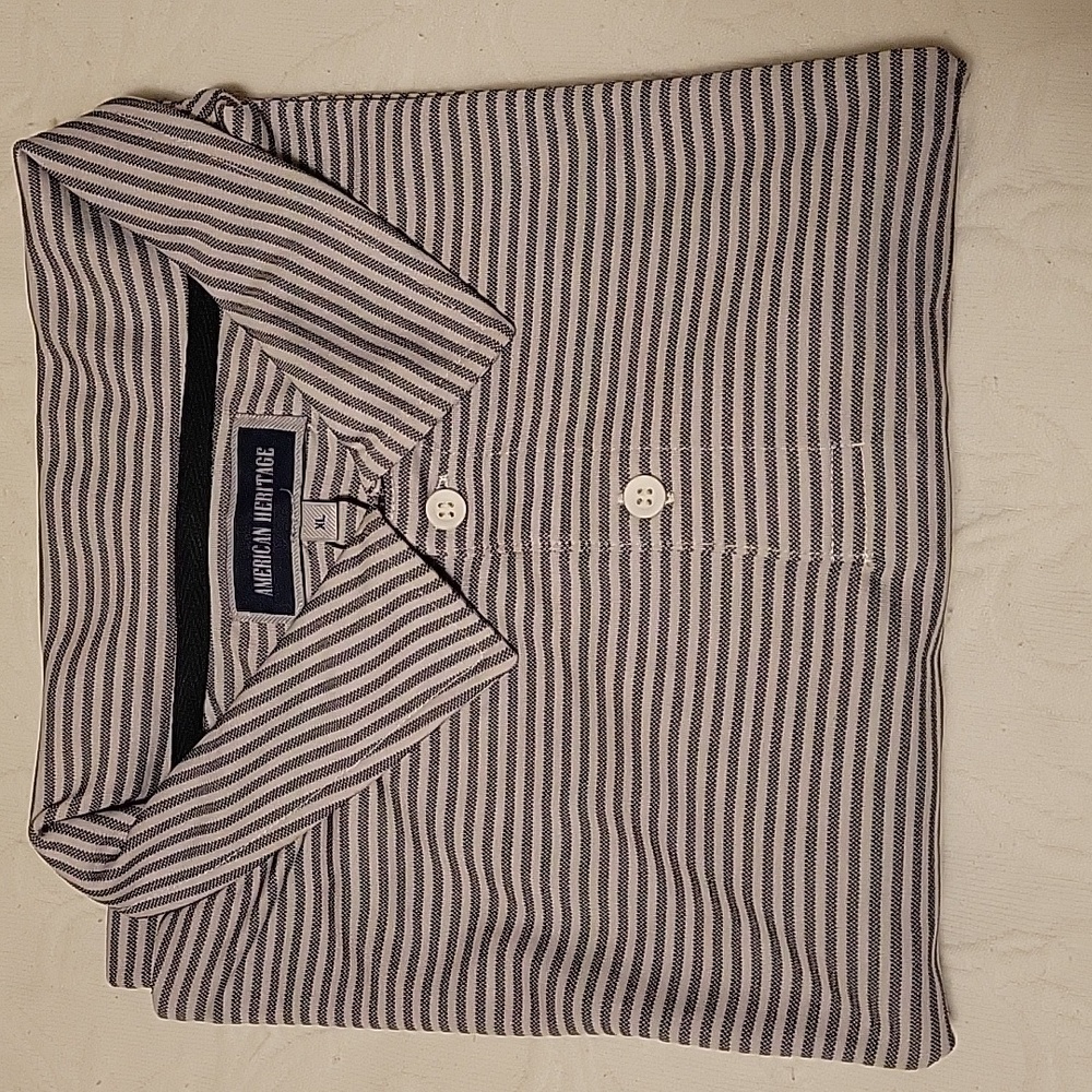 American Heritage Black and Gray Striped Men's Shirt XL - NWT